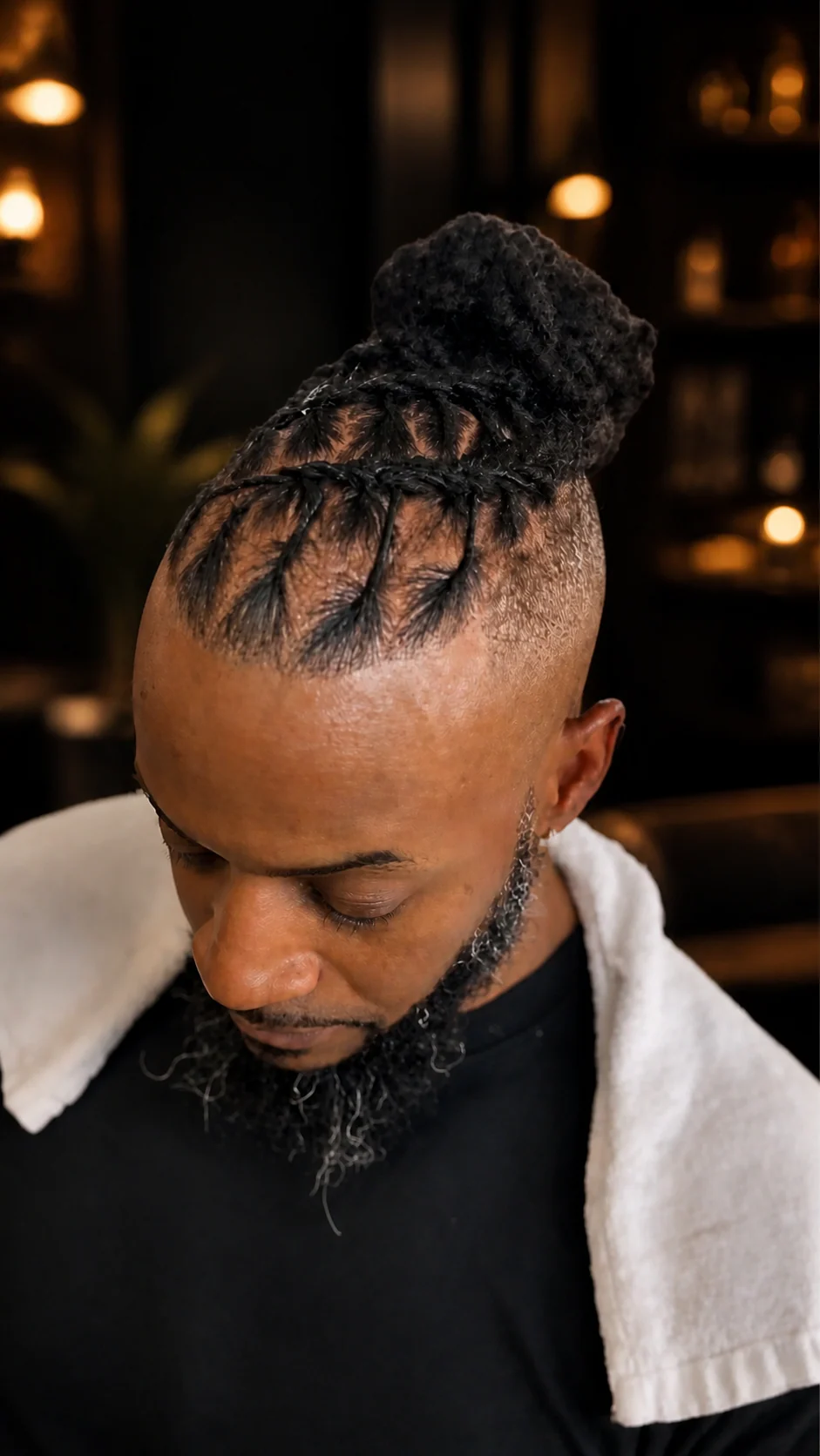 Finished custom loc-bun style with detailed front sections by Samonti
